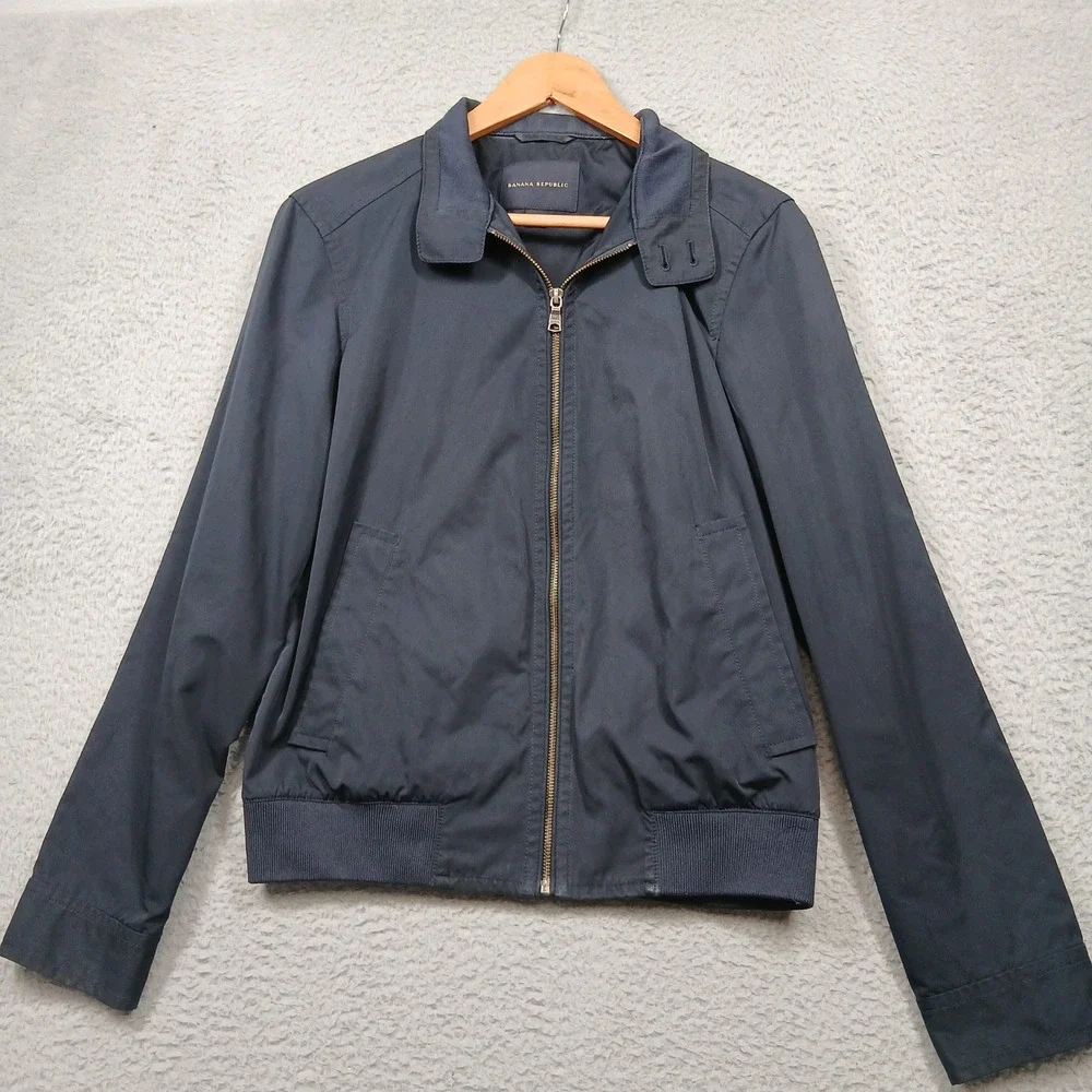 Banana Republic Men's Navy Bomber Jacket S Zip Front Lightweight